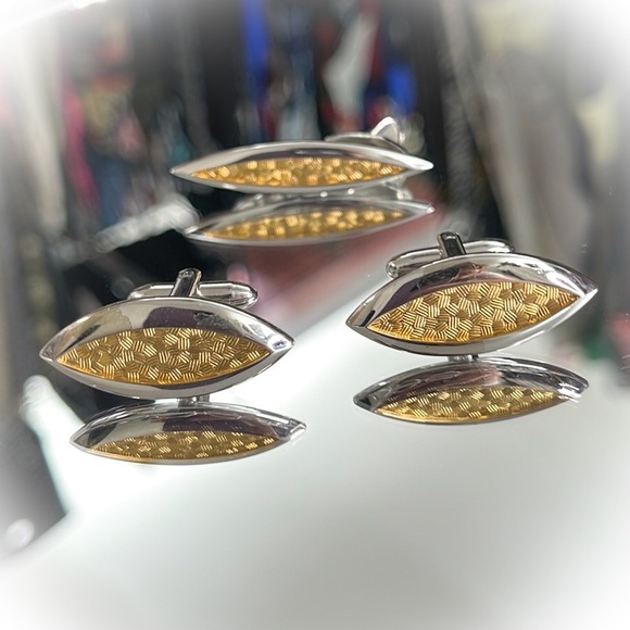 💕Stunning 2 Tone Hickok Cufflink & Tie Clip Set💕 - Picture 2 of 5